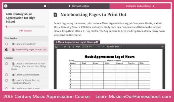 20th Century Music Appreciation Course Notebooking Pages