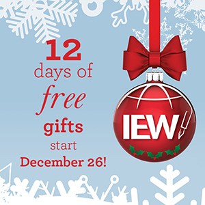 Get 12 Free Gifts from IEW 12 Days of Christmas Gifts