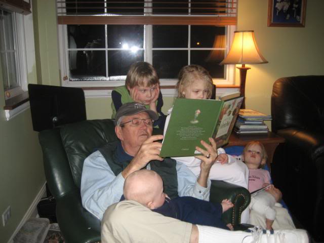 Wonderful read-aloud time with Grandpa, homeschool read-alouds