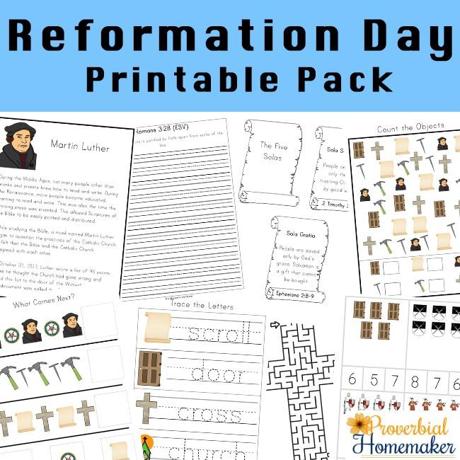 Reformation Day printable pack to learn about Martin Luther and the Protestant Reformation