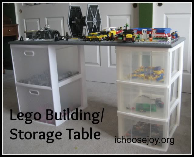 Lego building and storage table