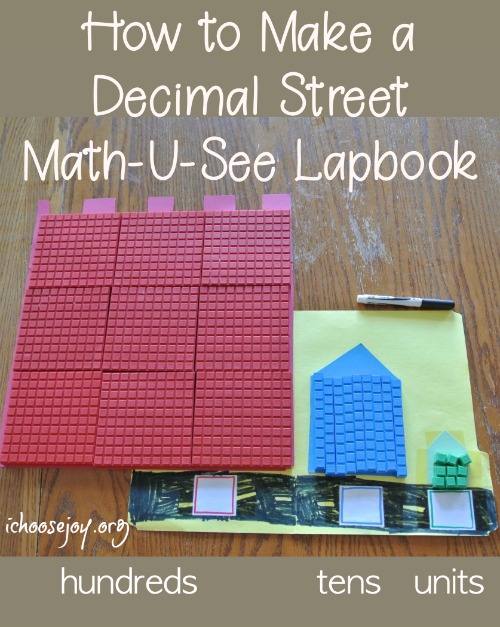 How to make a Math-U-See Decimal Street lapbook to learn hundreds, tens, and units. #math #homeschoolmath #thisisourhomeschool #mathlapbook