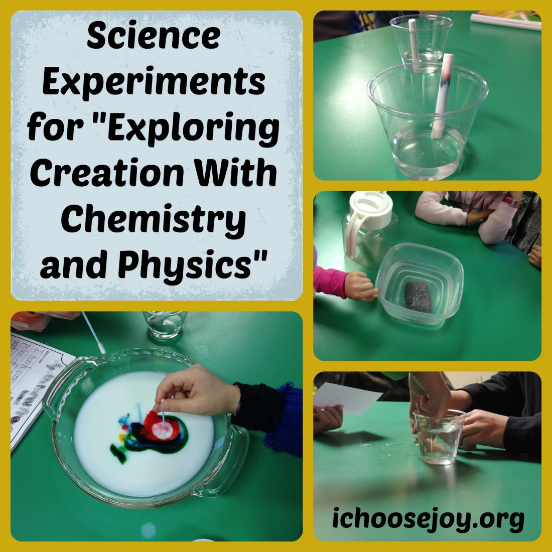 Science Experiments for "Exploring Creation with Chemistry and Physics" for your elementary homeschool, from I Choose Joy!