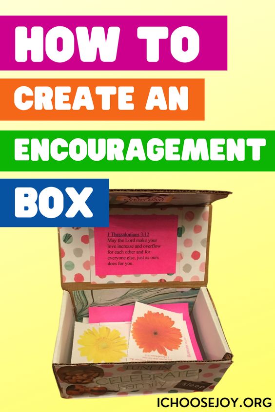 How to create an encouragement box for someone you love. This article is all about encouragement gifts for women and DIY cute gifts for moms. Here, we gather the best ideas about gifts to encourage a friend going through hard times and Christian encouraging gifts to help you bless your friends. Learn more about encouragement gifts for women at IChooseJoy.org.