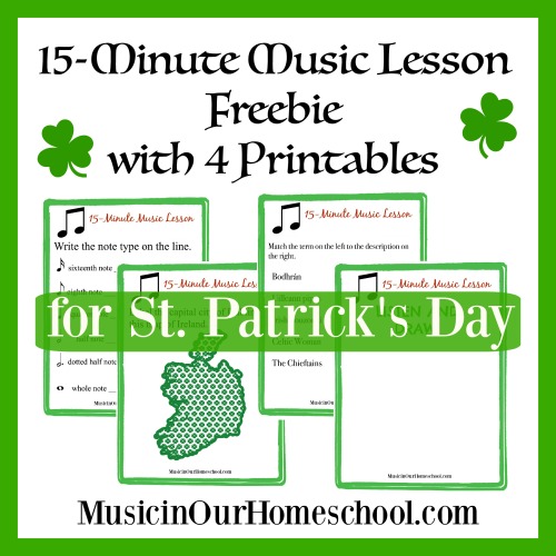 15-Minute Music Lesson Freebie with 4 Printables for St. Patrick's Day