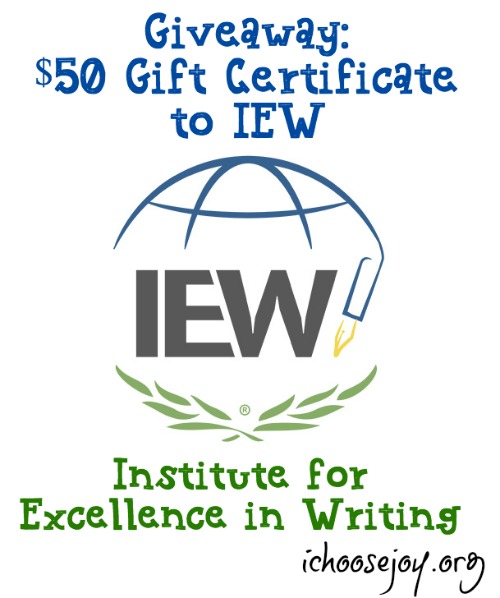 IEW $50 Gift Certificate Giveaway