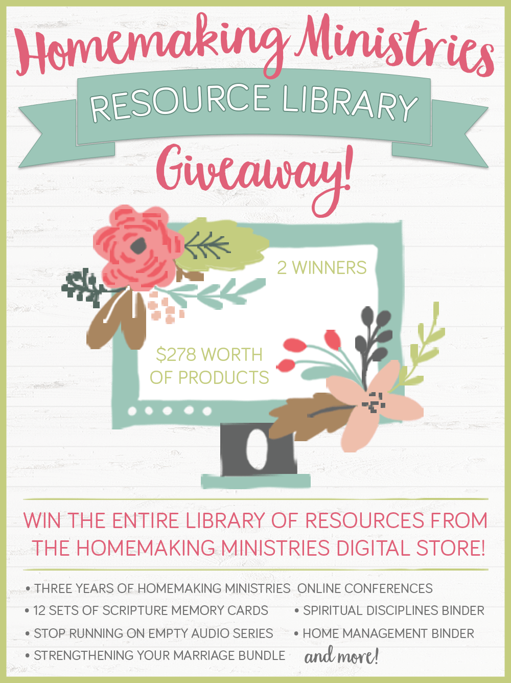 Enter to win all these amazing Homemaking Resources, giveaway ends 7/10
