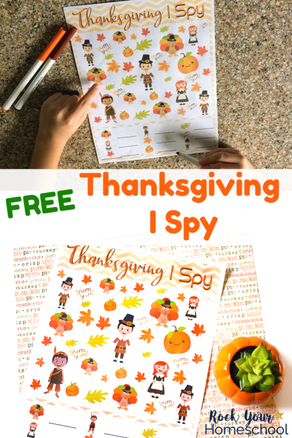 Thanksgiving I Spy activity for kids to do at Thanksgiving #thanksgiving #kidsactivity #printable #freebie