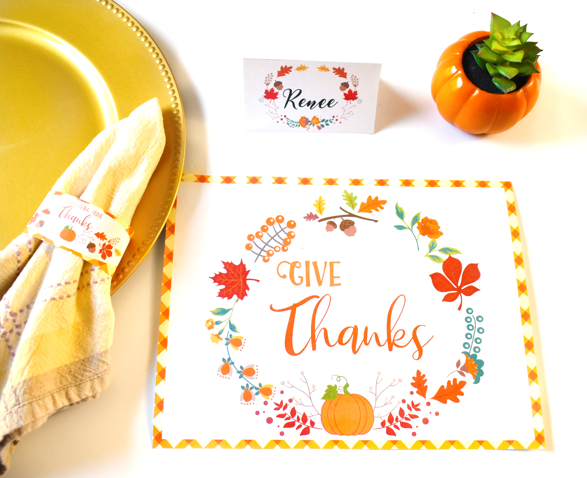 Beautiful Thanksgiving Table Place Setting Printables