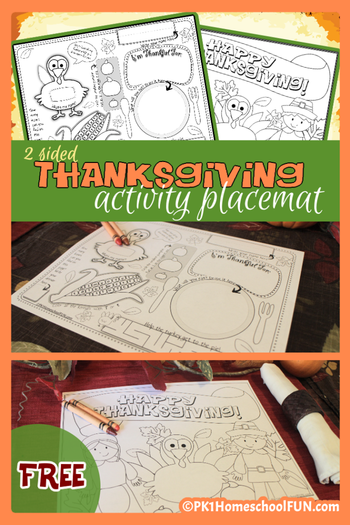 Thanksgiving Activity Placemat, activities for kids to do at Thanksgiving