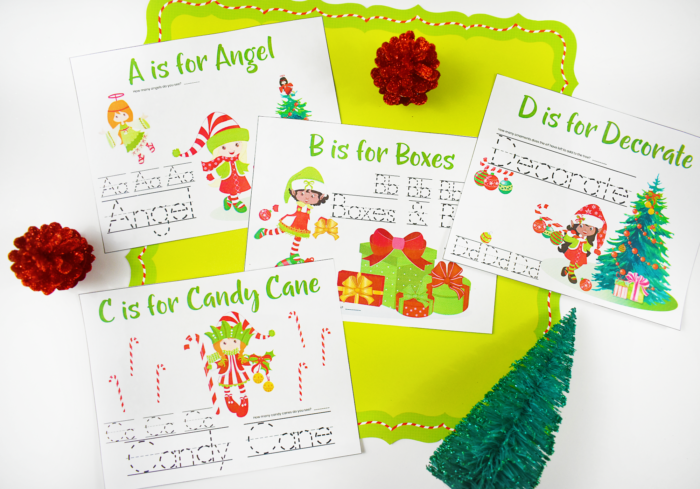 Christmas Elves ABC Printable Pack great for Pre-K thru 2nd Grade #printable #printablepack #preschool #elementary #homeschoolprintables