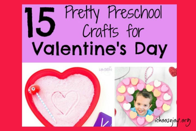Pick one or more of these 15 pretty preschool crafts for Valentine's Day to do with your kids. #preschool #preschoolcrafts #valentinesday #craftsforkids #ichoosejoyblog