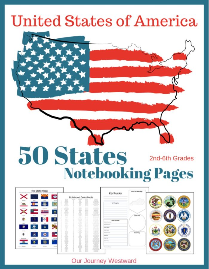 Get these great 50 States Notebooking Pages Our Journey Westward and see all the other resources in this Ultimate 50 U.S. State resource post. #50states #geography #homeschool #ichoosejoyblog
