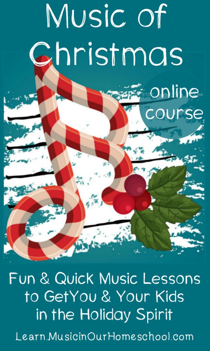 Music of Christmas is a fun and easy-to-use Christmas Music lesson online course, perfect for getting you and your kids in the holiday spirit! #christmas #christmasmusic #musiclessonsforkids #musicinourhomeschool