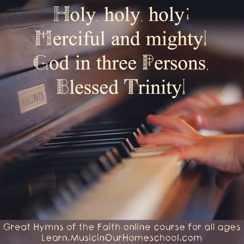"Great Hymns of the Faith" is an online course for all ages. Study and learn how to sing 10 different hymns. See the free preview of "Amazing Grace." #hymnstudy #hymns #greathymnsofthefaith #musicinourhomeschool