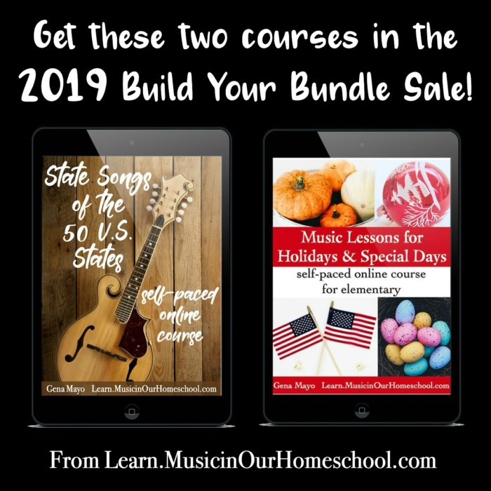 These are the two online music courses in the 2019 Build Your Bundle sale: State Songs of the 50 U.S. States and Music Lessons for Holidays & Special Days