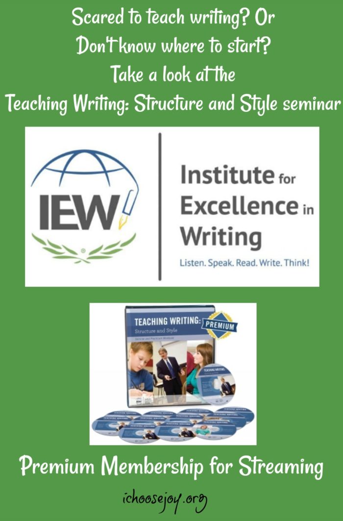 IEW Teaching Writing Structure and Style seminar is now available through online streaming. #writing #teachingwriting #homeschool #ichoosejoyblog