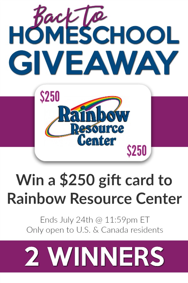 Back to Homeschool Giveaway Rainbow Resource Center $250 Gift Certificate