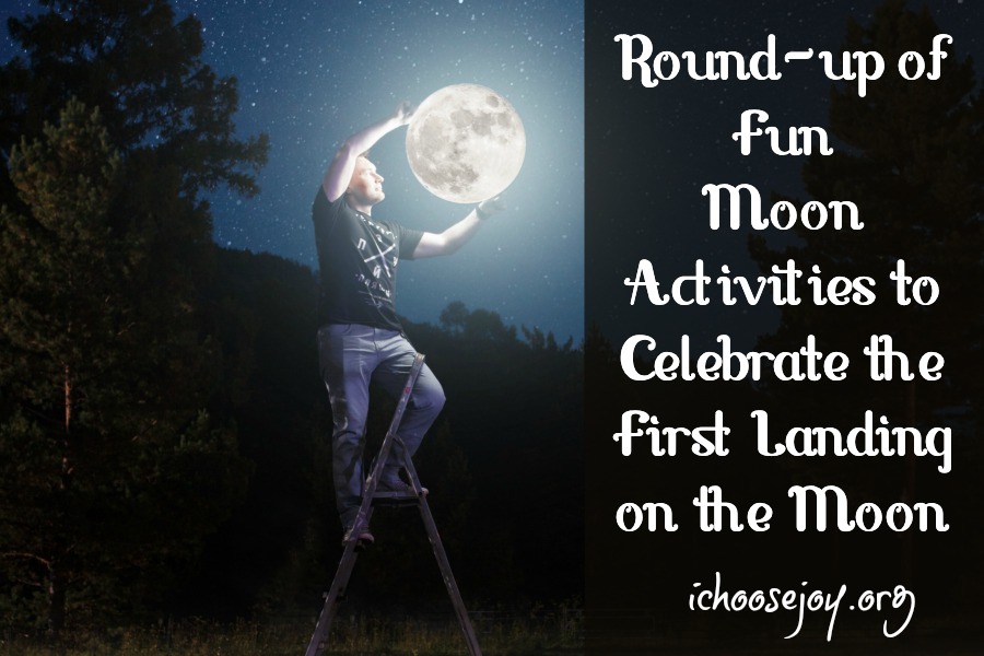 Round-up of Fun Moon Activities to Celebrate the First Landing on the Moon --find all kinds of different ideas here from books to movies to crafts to curricula! #moon #activitiesforkids #homeschool #astronomyforkids