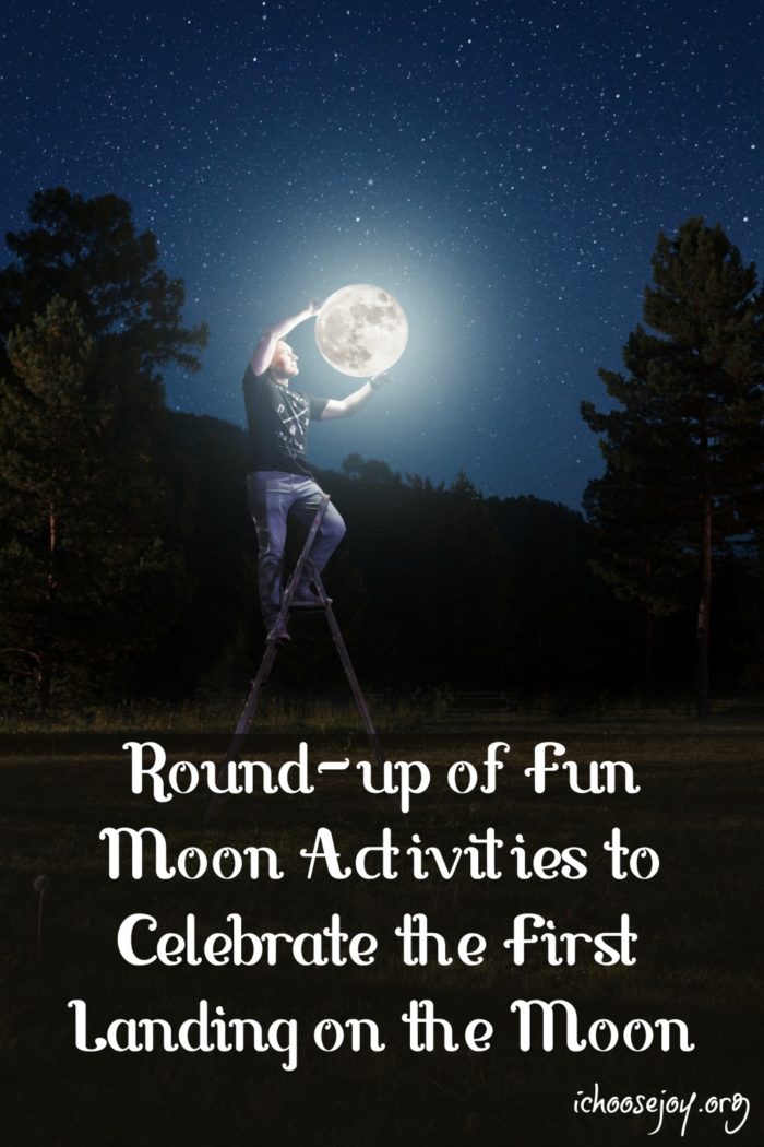 Round-up of Fun Moon Activities to Celebrate the First Landing on the Moon --find all kinds of different ideas here from books to movies to crafts to curricula! #moon #activitiesforkids #homeschool #astronomyforkids