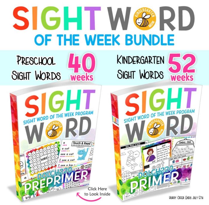 Sight Word of the Week set from Crafty Classroom will make your homeschool fun! #reading #kindergarten #preschool #homeschool