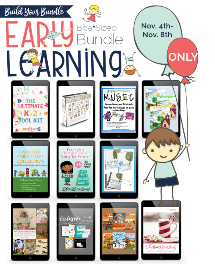 Build Your Bundle's Early Learning Bite-Sized Bundle is a great collection of resources for your youngest kids, preschool through 2nd grade. #ichoosejoynow #earlylearning #preschool