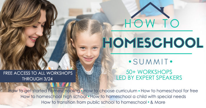 The "How to Homeschool" Summit will answer ALL your questions about homeschooling with 40 speakers and over 50 workshops! Learn more here.