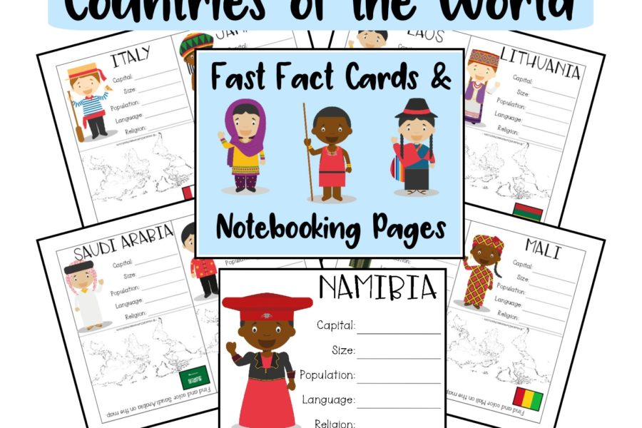 Countries of the World Fast Fact Cards and Notebooking Pages. 66-page set free for a limited time!
