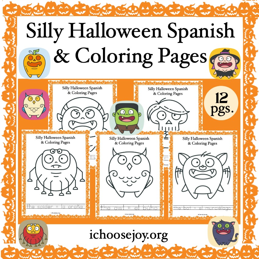 Silly Halloween Spanish and Coloring Pages