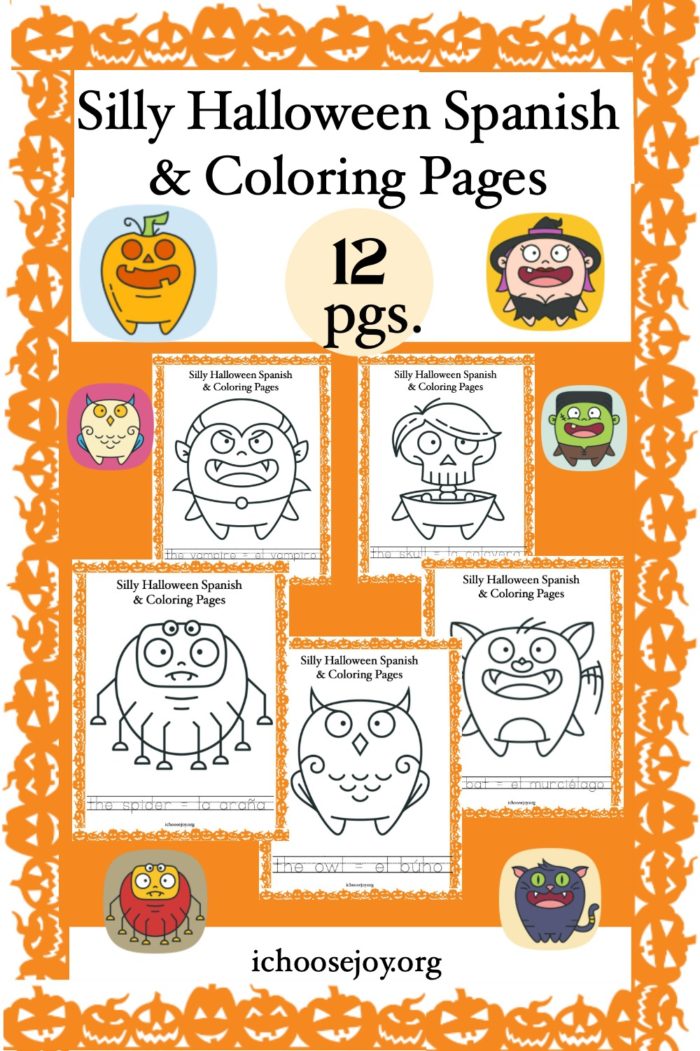 Silly Halloween Spanish and Coloring Pages