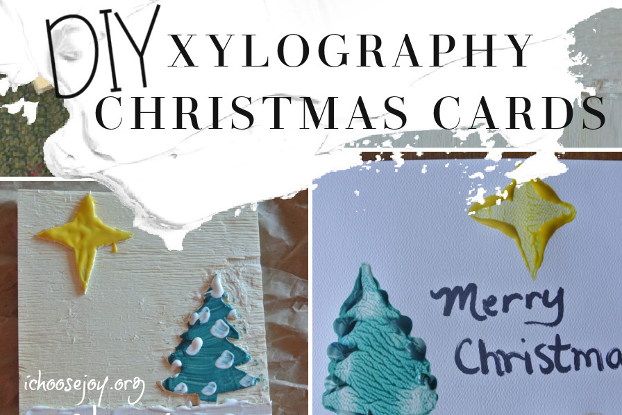 X is for Xylography DIY Christmas cards with wood stencil stamping
