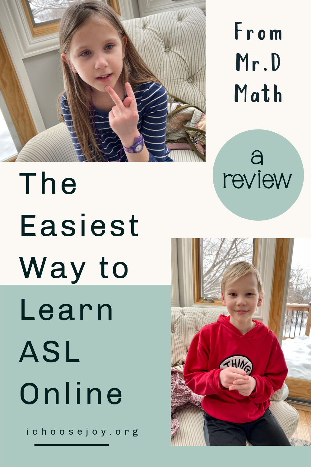 The easiest way to learn ASL online. American Sign Language course at Mr. D Math ASL 1. Review from ichoosejoy.org. #curriculumreview #homeschool #aslcourse