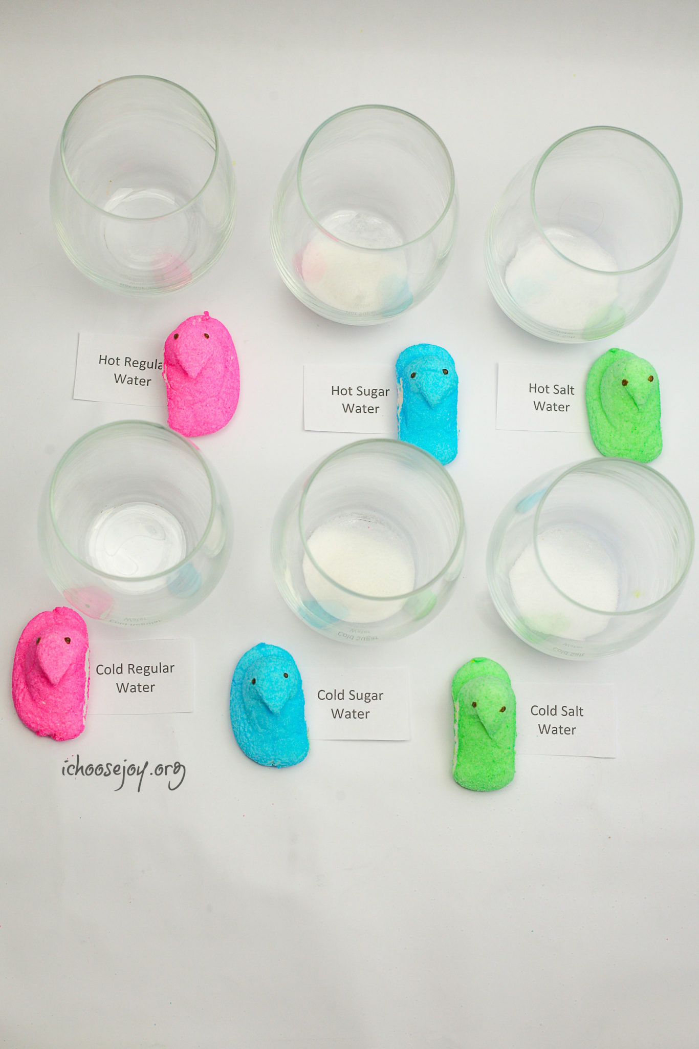 dissolving chemistry experiment with peeps