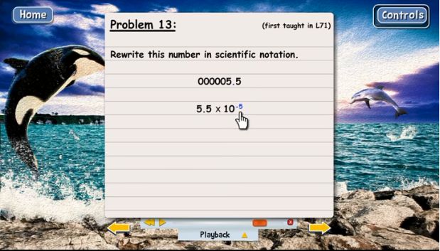 How to rewrite a number in scientific notation in Teaching Textbooks