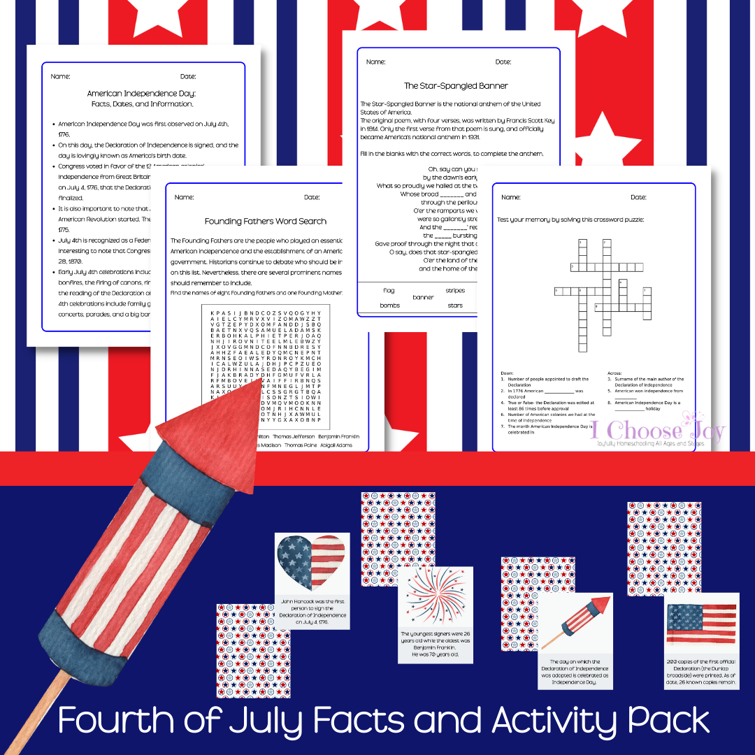 Fourth of July Printable Pack: Celebrating Independence Day with Learning & Fun