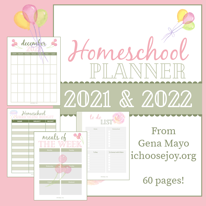 Homeschool Planner pages 2021-2022