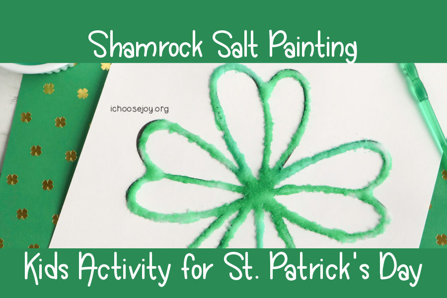Shamrock Salt Painting Kids Activity for St. Patrick's Day