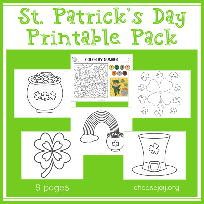 St. Patrick's Day printable pack for Shamrock Salt Painting Kids Activity for St. Patrick's Day