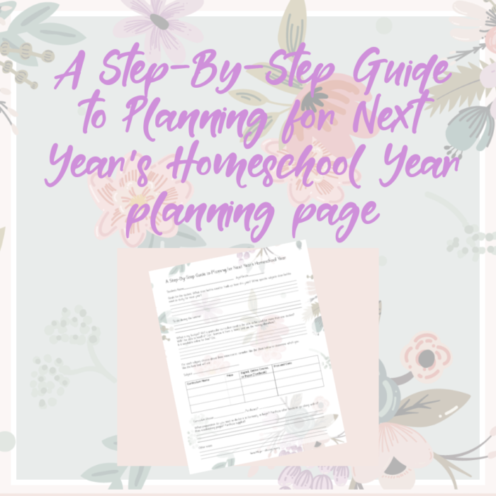 A Step-By-Step Guide to Planning for Next Year's Homeschool Year planning page