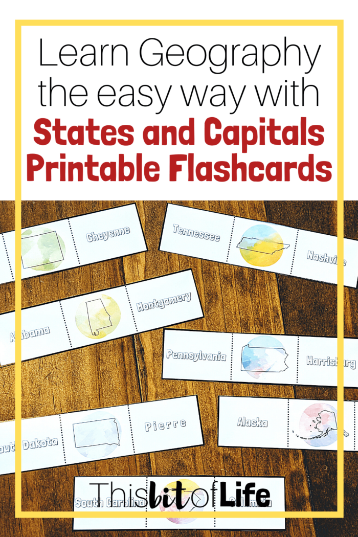 States and capitals printable flashcards.