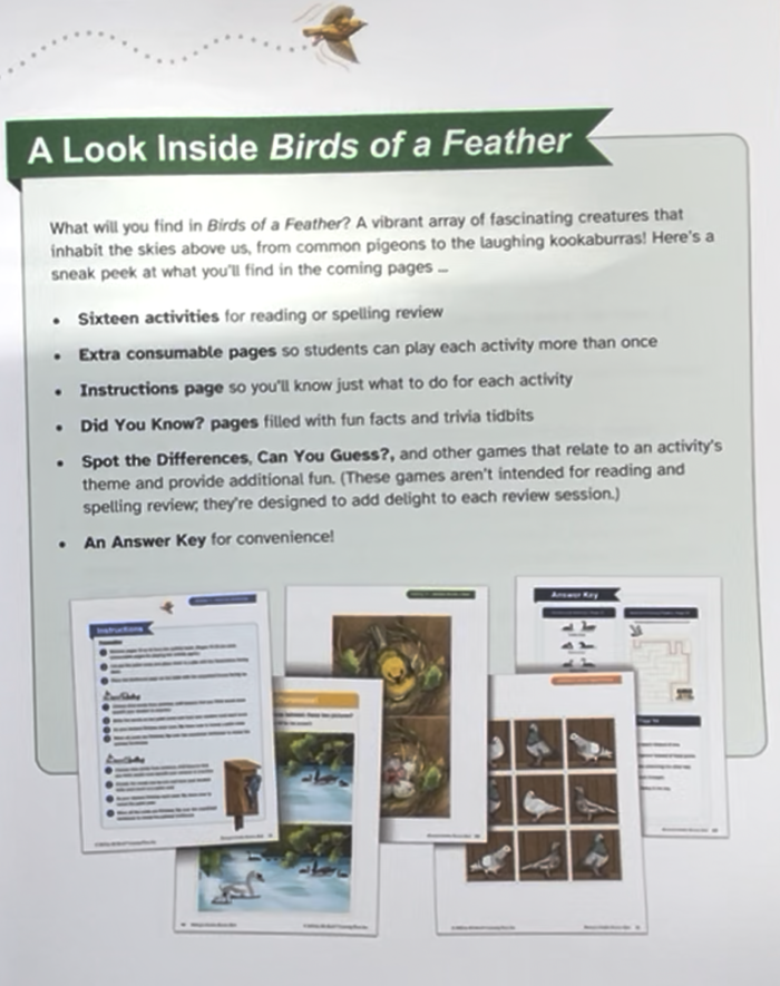 A Look Inside Birds of a Feather from All About Learning Press (All About Reading)