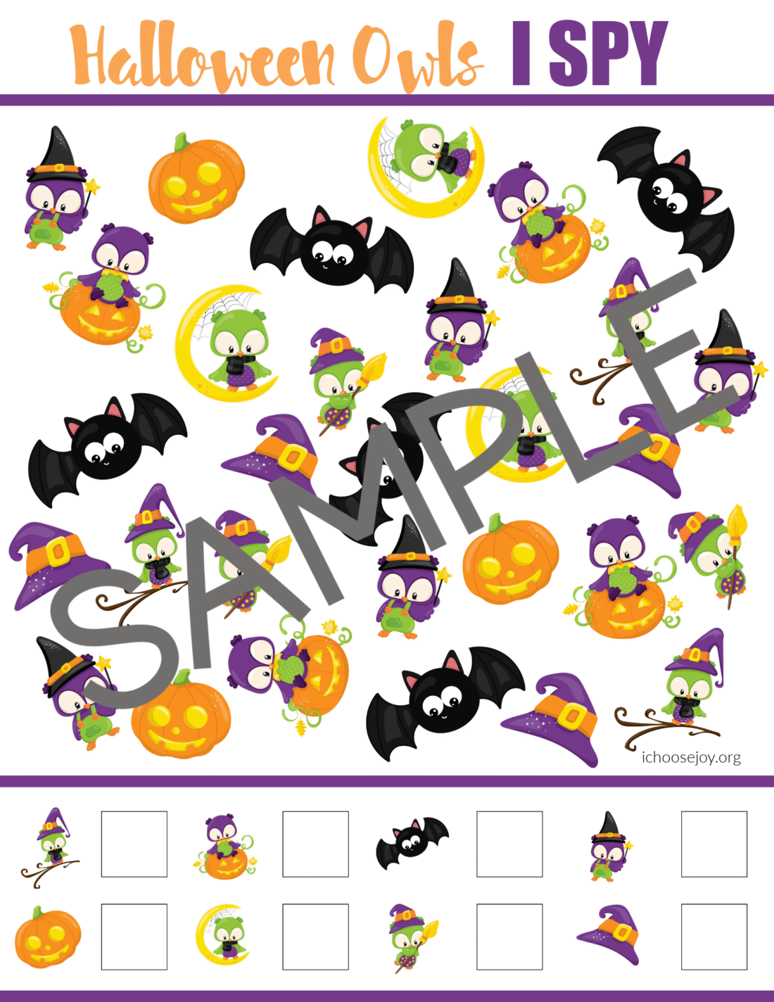 Halloween Owls I Spy game for preschool