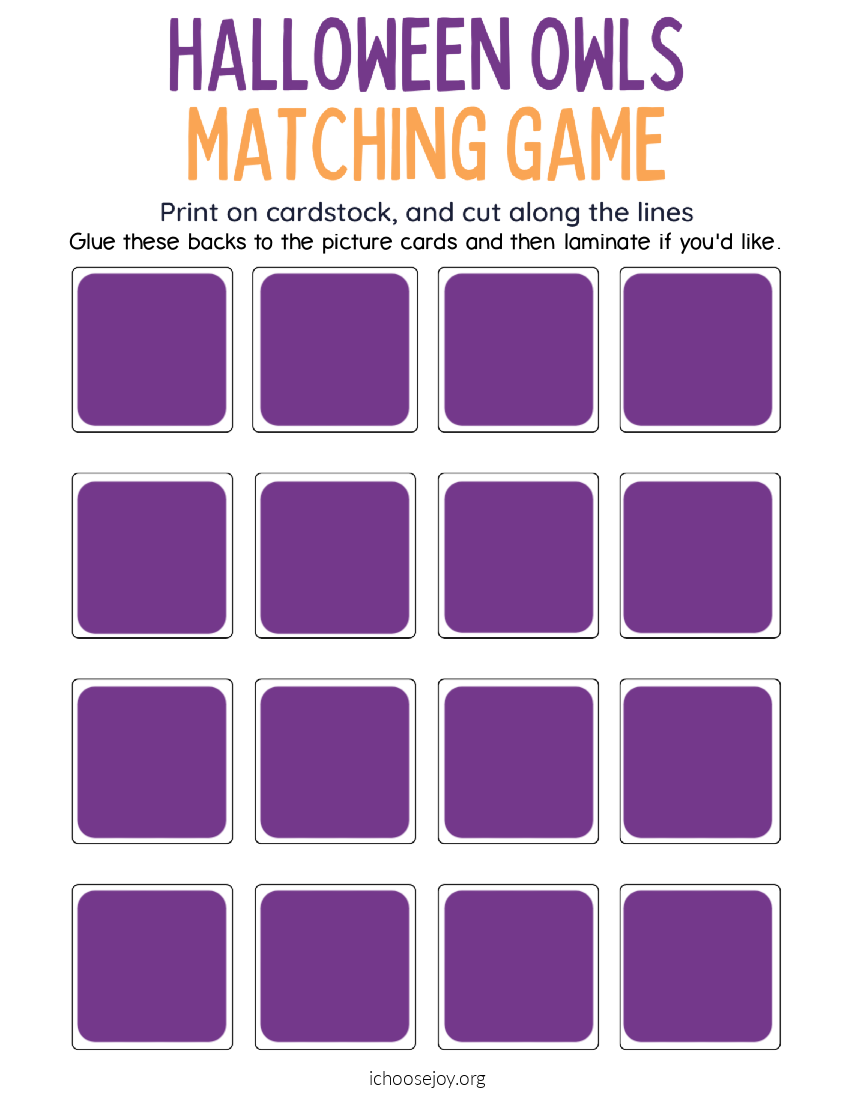 Halloween Owls Matching Game