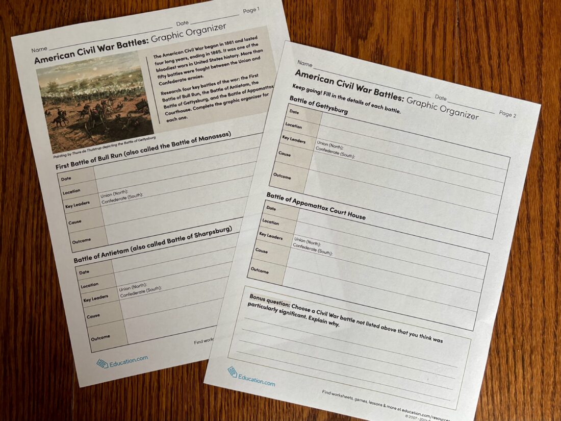 How to Use Worksheets for Homeschool (Without Busywork): A Real Example from Our Civil War Study